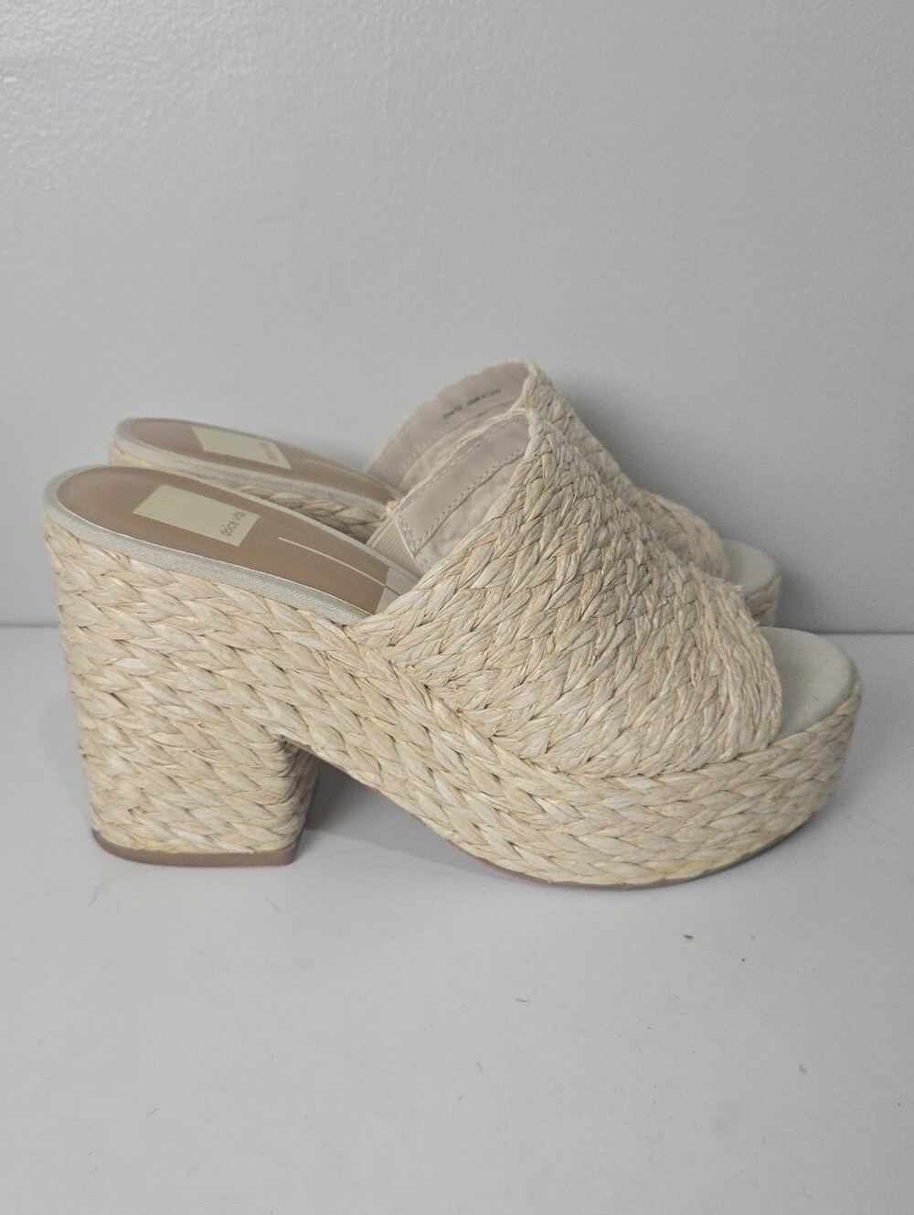 Dolce Vita Natural Woven Platform Wedge Slides